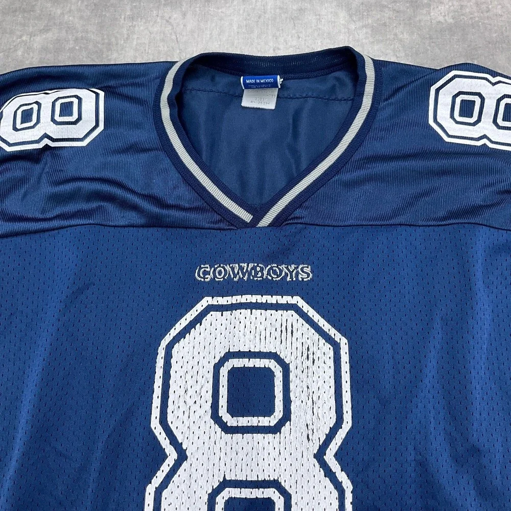 Champion NFL Jersey Mens 48 Blue White COWBOYS 8 TROY AIKMAN Nylon Mesh Football